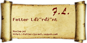 Fetter Lóránt névjegykártya